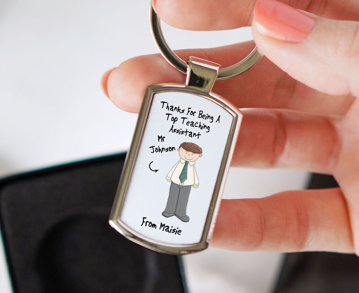 Personalised Teaching Assistant  (Man) Thank You Gift Keyring